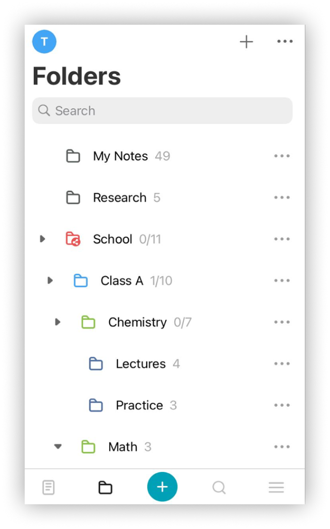 In Nimbus Note, you have the ability to create an unlimited number of folders, as well as an infinite number of nested folders. 